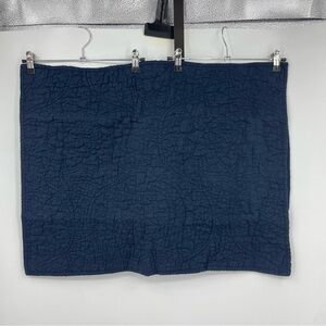 Pottery Barn Belgian Flax Linen Floral Stitch standard Sham Blue